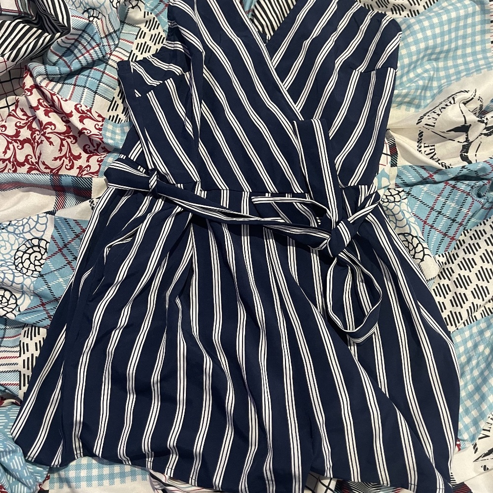 Navy Stripe Romper